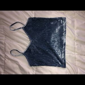 Blue velvet tank top